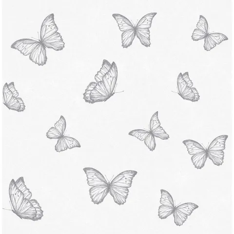Wilko Wallpaper Butterfly Grey at