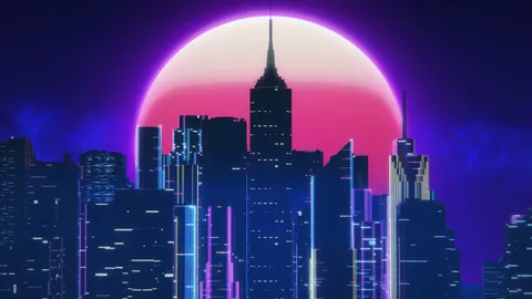 Synthwave City Retro Neon 4k Wallpaper 4k